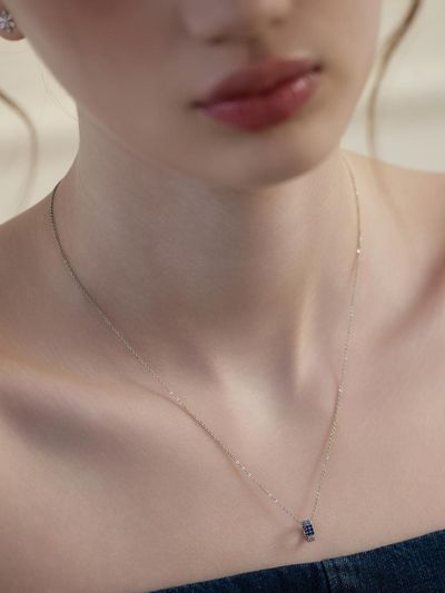 TATIANA Sterling Silver 925 Barrel Necklace [Blue] (NZ2466)