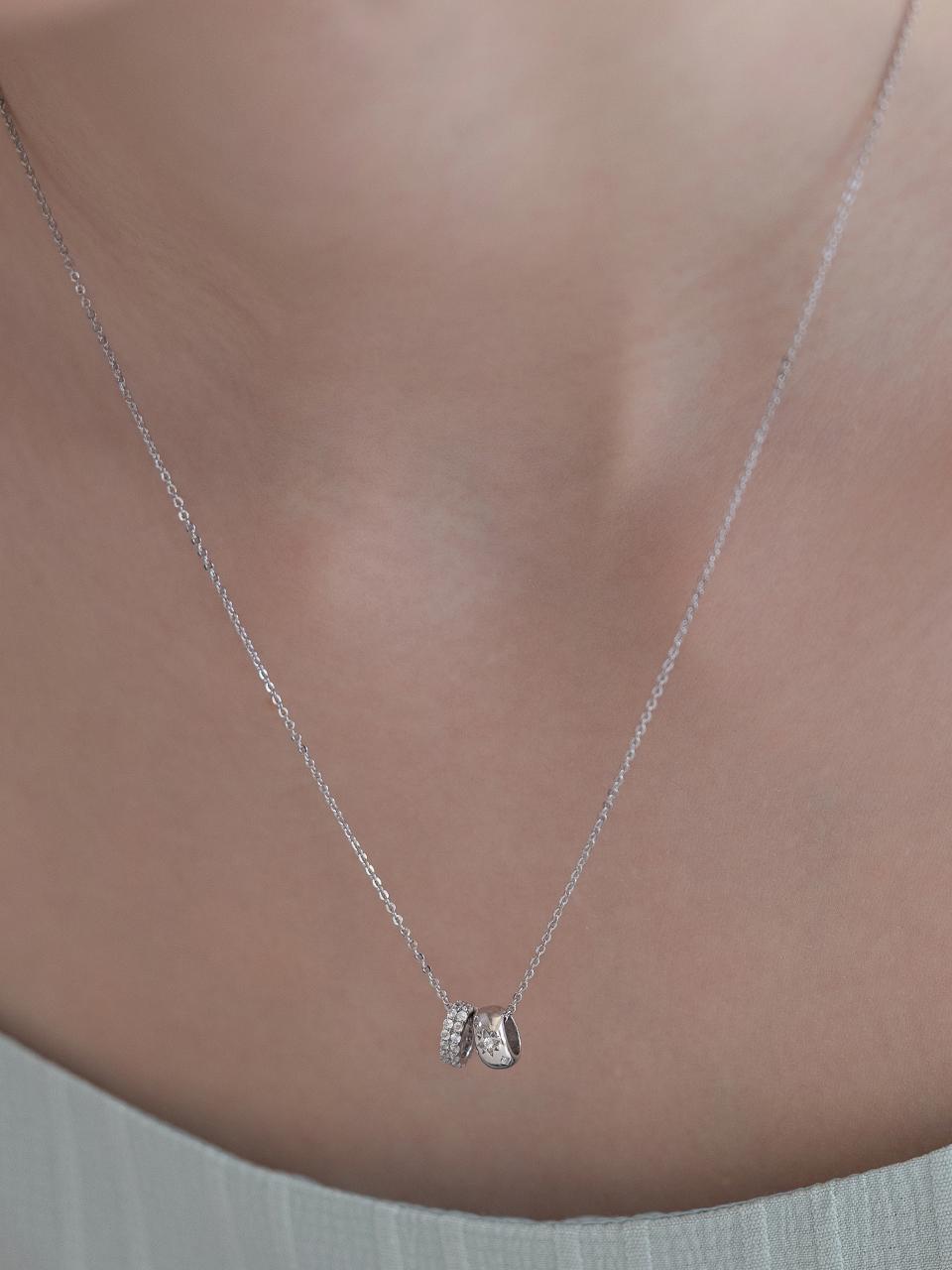 TATIANA Sterling Silver 925 Double Knot Pendant Necklace (NZ2476)