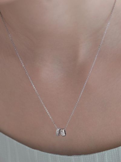 TATIANA Sterling Silver 925 Double Knot Pendant Necklace (NZ2476)