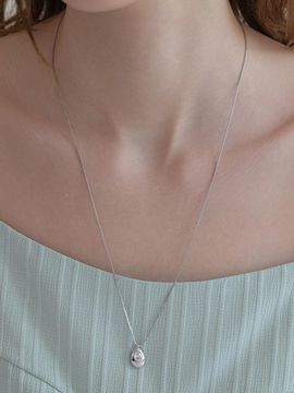 TATIANA Sterling Silver 925 Lit Pebble Long Necklace (NZ2463)