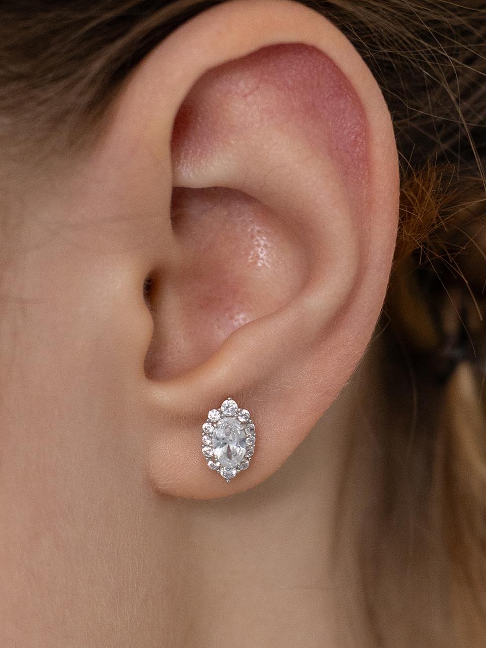 TATIANA Sterling Silver 925 Opulent Oval Earrings (EC3183)