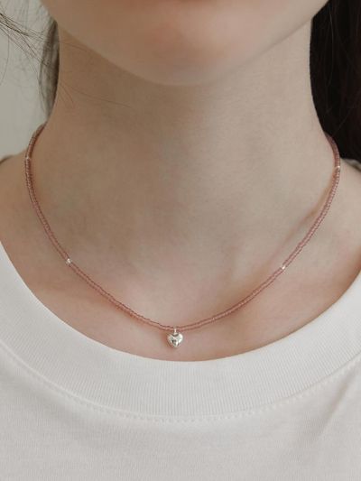 TATIANA Sterling Silver Beaded Delicate Necklace [Pink] (NZ2449)