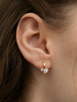 TATIANA Sterling Silver Crystal Pear Hoop Earrings (EC3166)