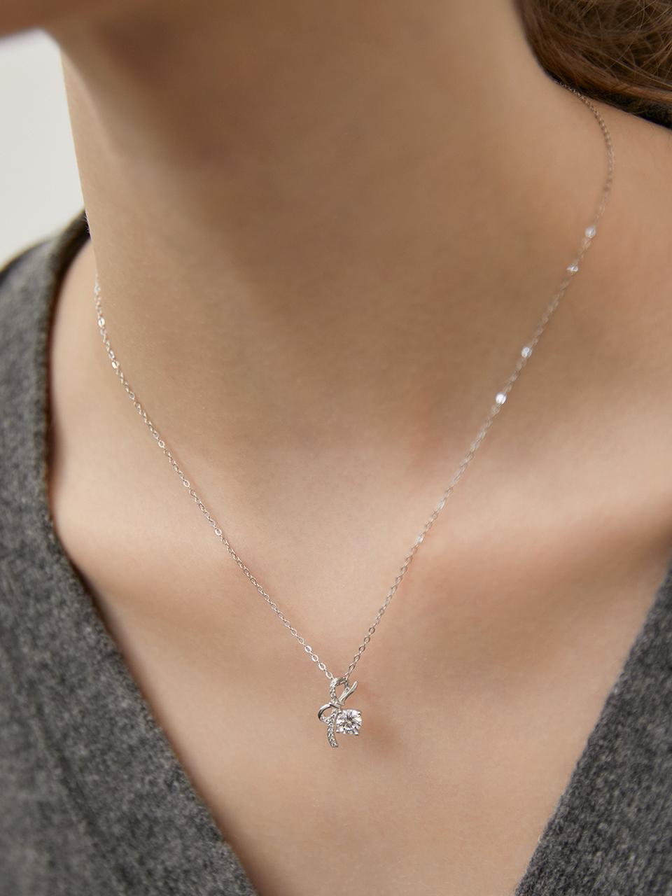 TATIANA Sterling Silver Crystal Tie Necklace (NZ2455)
