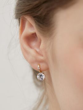TATIANA Sterling Silver CZ Halo Drop Hoop Earrings (EC3153)