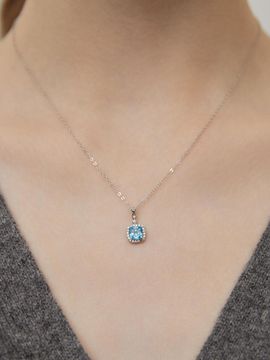 TATIANA Sterling Silver CZ Pendant Necklace [Blue] (NZ2454)