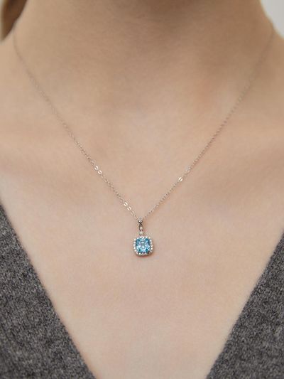 TATIANA Sterling Silver CZ Pendant Necklace [Blue] (NZ2454)