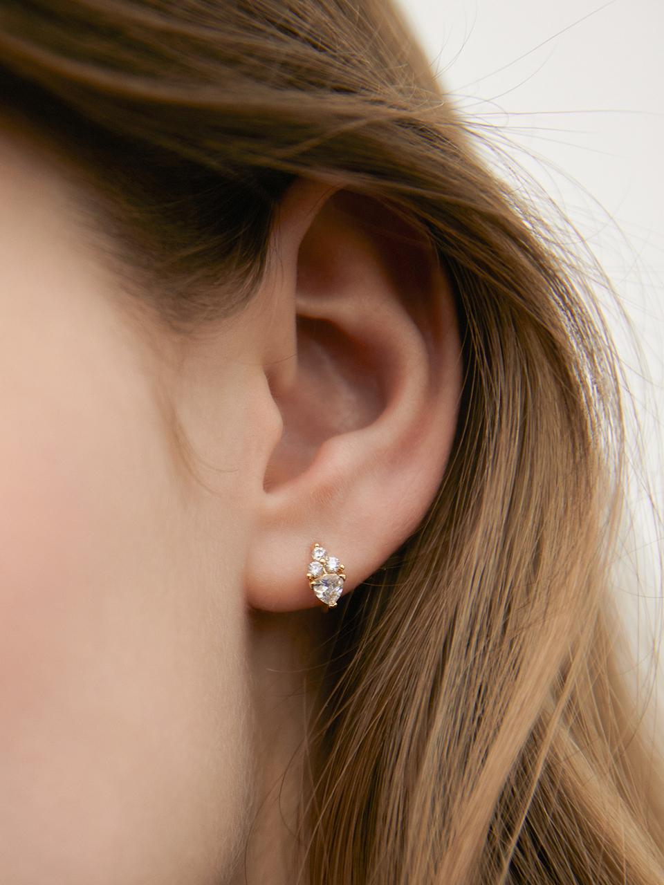 TATIANA Sterling Silver CZ Stone Dewy Blossom Hoop Earrings (EC3157)