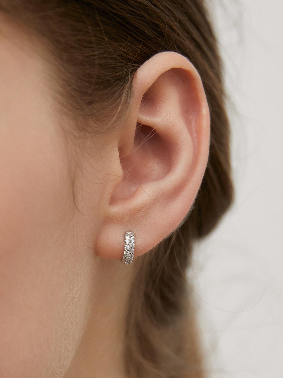 TATIANA Sterling Silver Two-Tone CZ Hoop Earrings (EC3167)