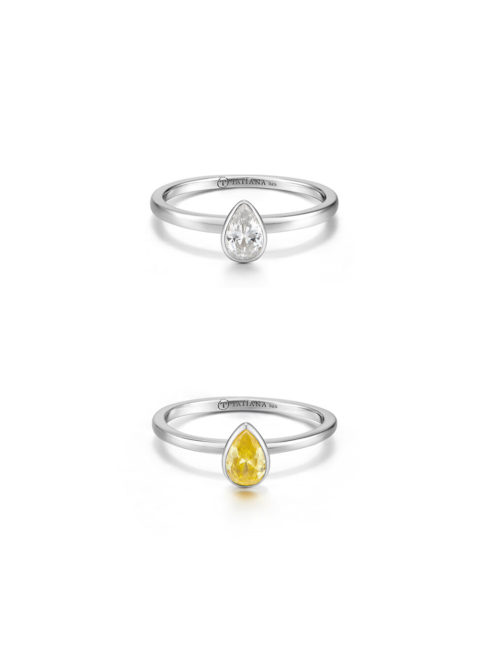 TATIANA Yellow Topaz Pear Bezel Ring
