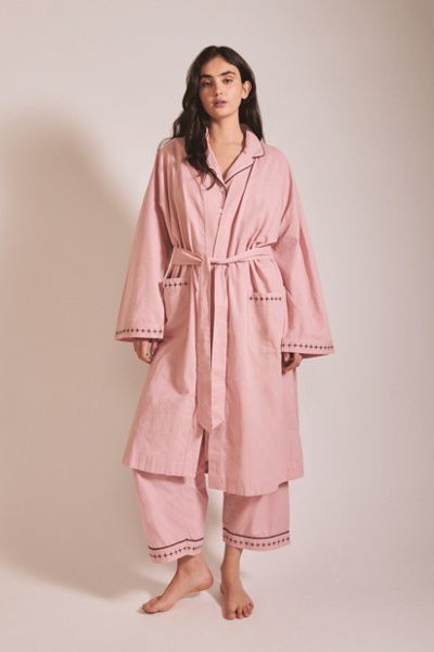 TBCo TBCo Cotton & Linen Robe in Pink, Women's at Urban Outfitters