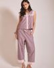 TBCo TBCo Cotton Ruffle Cropped Pajamas Set Top in Burgundy Stripe Ruffle, Women's at Urban Outfitters - 1