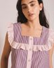 TBCo TBCo Cotton Ruffle Cropped Pajamas Set Top in Burgundy Stripe Ruffle, Women's at Urban Outfitters - 2