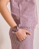 TBCo TBCo Cotton Ruffle Cropped Pajamas Set Top in Burgundy Stripe Ruffle, Women's at Urban Outfitters - 4