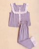 TBCo TBCo Cotton Ruffle Cropped Pajamas Set Top in Burgundy Stripe Ruffle, Women's at Urban Outfitters - 5