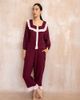 TBCo TBCo Cotton Ruffle Pajama Set Top in Burgundy Ruffle, Women's at Urban Outfitters - 1