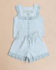 TBCo TBCo Cotton Ruffle Short Pajamas Set Top in Blue Stripe Ruffle, Women's at Urban Outfitters - 5