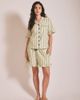 TBCo TBCo Cotton Ruffle Stripe Short Pajamas Set Top in Olive Stripe Ruffle, Women's at Urban Outfitters - 1