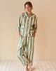 TBCo TBCo Cotton Ruffled Cropped Leg Pajama Set Top in Green Stripe, Women's at Urban Outfitters - 1