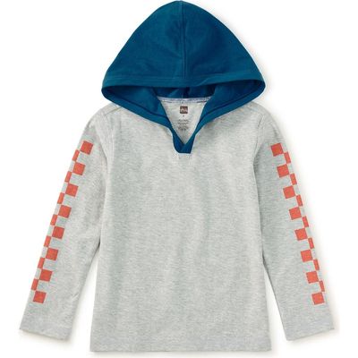 Tea Collection Tea Collection Checker Sleeves Happy Hoodie