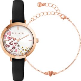 Ted Baker London Ted Baker London Ammy Hearts Leather Strap Watch & Bracelet Set, 34mm