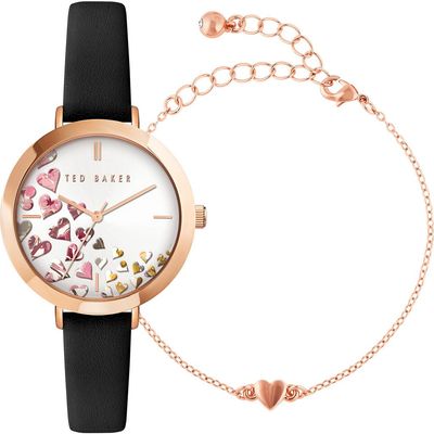 Ted Baker London Ted Baker London Ammy Hearts Leather Strap Watch & Bracelet Set, 34mm