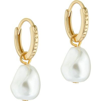 Ted Baker London Ted Baker London Periaa Imitation Pearl Drop Huggie Hoop Earrings