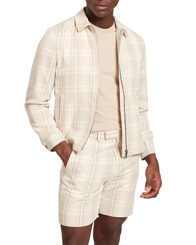 Ted Baker Ted Baker Arrigoh Checked Cotton & Linen Harrington Jacket