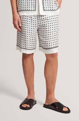 Ted Baker Ted Baker Attlass Geometric Print Cotton & Linen Shorts
