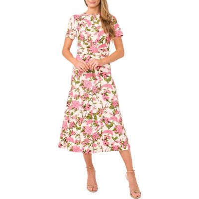 Ted Baker Ted Baker Chelsea Twist Front Floral Knit Midi Dress