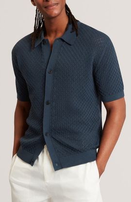 Ted Baker Ted Baker Domati Texture Knit Short Sleeve Button-Up Shirt