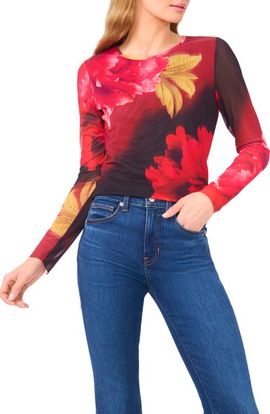 Ted Baker Ted Baker Floral Crewneck Mesh Top