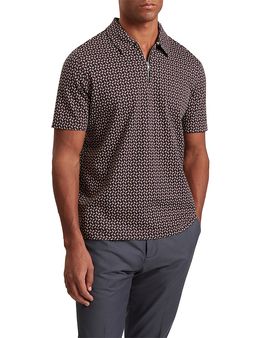 Ted Baker Ted Baker Grae Short Sleeve Geo Jacquard Zip Neck Polo