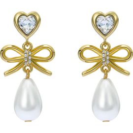 Ted Baker Ted Baker Ivy Icon Charm Heart Bow Faux Pearl Drop Earrings