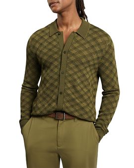 Ted Baker Ted Baker Kearl Long Sleeve Geometric Stitch Sweater Polo