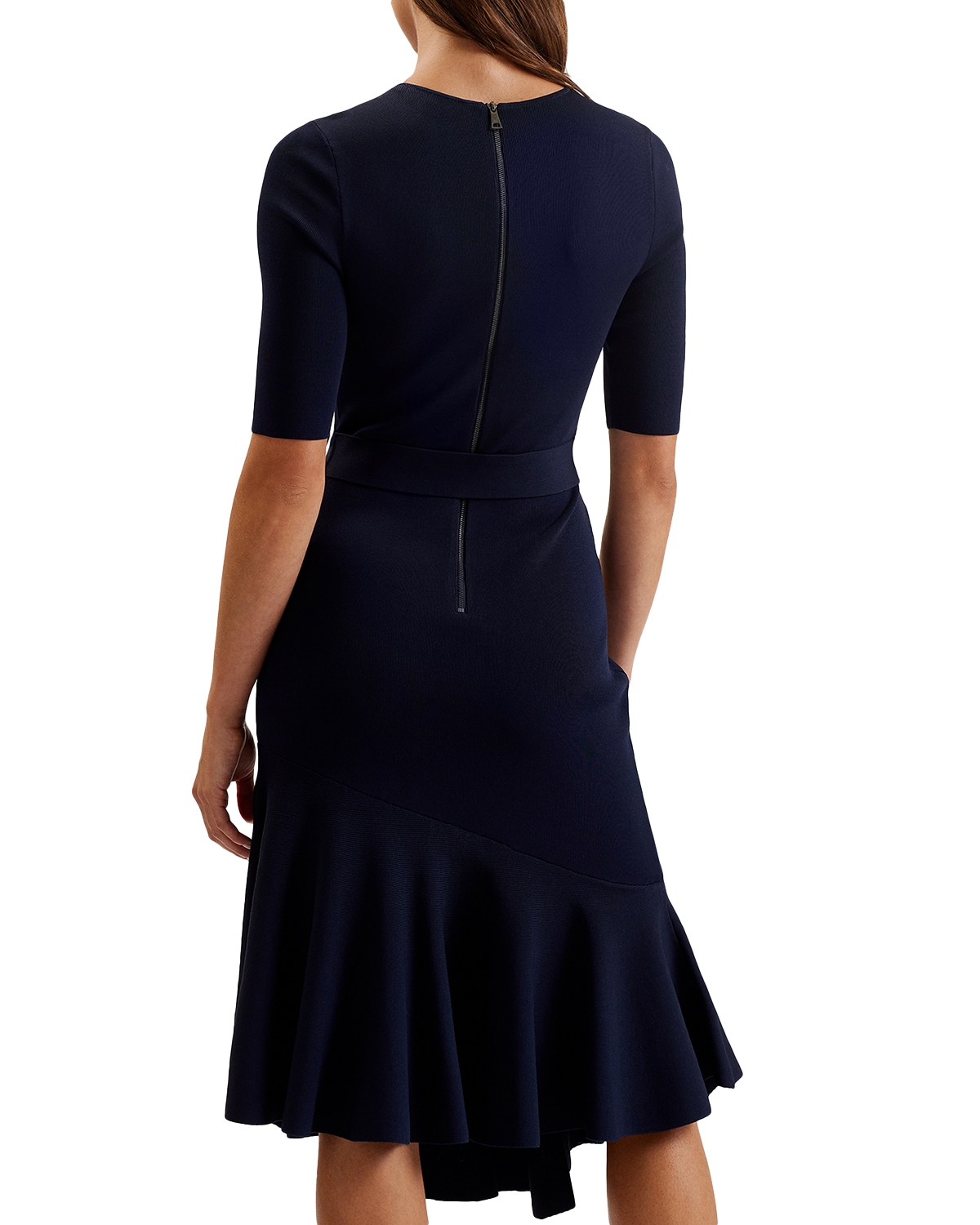 strapless open back dress Pleated Midi Dress With Removable Knit Tank | Larnahh main image 0