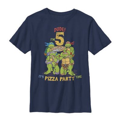 TEENAGE MUTANT NINJA TURTLES TEENAGE MUTANT NINJA TURTLES Boys' 5th Birthday Pizza Party Short Sleeve Graphic T-Shirt