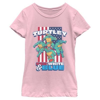 TEENAGE MUTANT NINJA TURTLES TEENAGE MUTANT NINJA TURTLES Girls' American Red White and Blue Turtley Short Sleeve Graphic T-Shirt