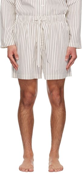 Tekla Tekla Beige & Brown Poplin Pyjama Shorts