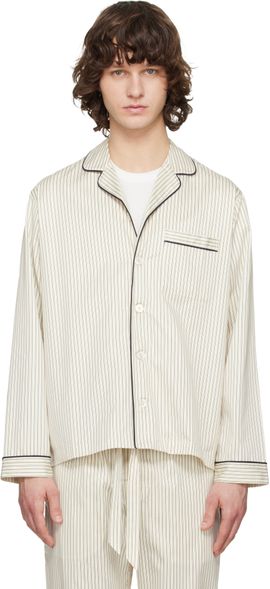 Tekla Tekla Beige Sateen Long-Sleeved Pyjama Shirt