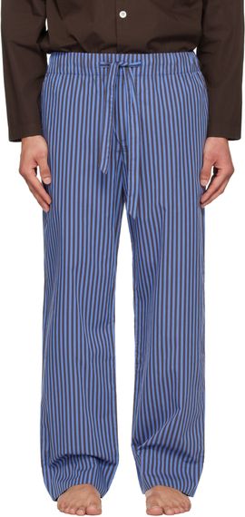 Tekla Tekla Brown & Blue Poplin Pyjama Pants