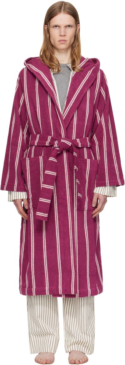 Tekla Tekla Burgundy Terry Hooded Bathrobe