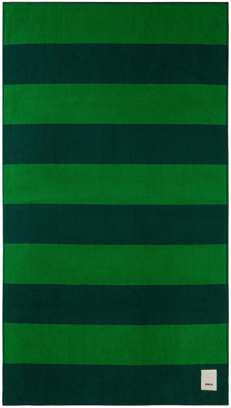 Green Block Stripes Beach Towel - Thumbnail 2