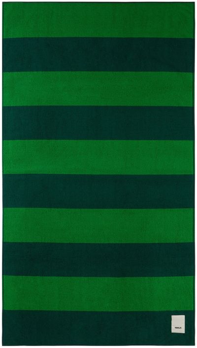 Tekla Tekla Green Block Stripes Beach Towel