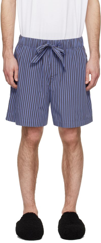 Tekla Tekla Navy & Brown Poplin Pyjama Shorts