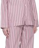 Tekla Tekla Pink & Off-White Poplin Long-Sleeved Pyjama Shirt - 4