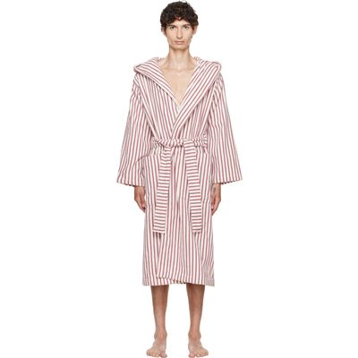 Tekla Tekla Pink & Off-White Terry Hooded Bathrobe