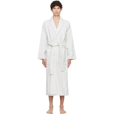 Tekla Tekla White & Blue Terry Classic Bathrobe