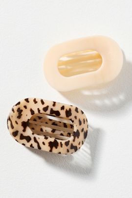 TELETIES Medium Flat Round Hair Claw Clips, Set of 2