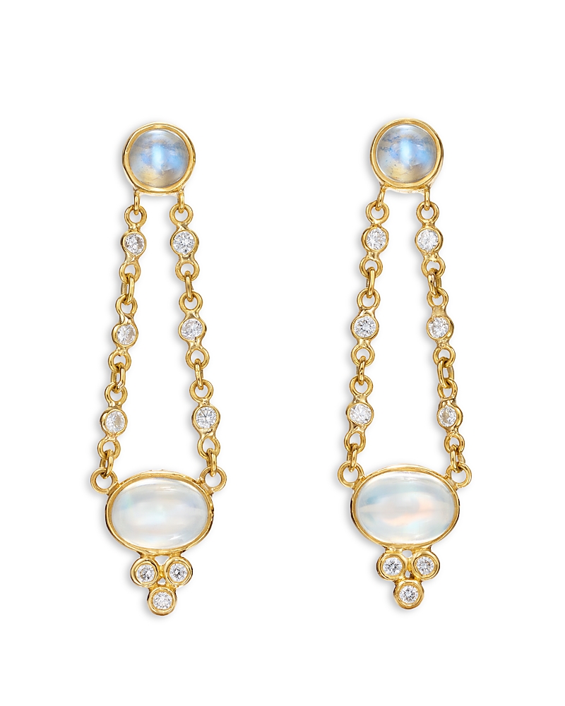 Temple St. Clair Temple St. Clair 18K Yellow Gold Classic Moonstone & Diamond Chandelier Drop Earrings